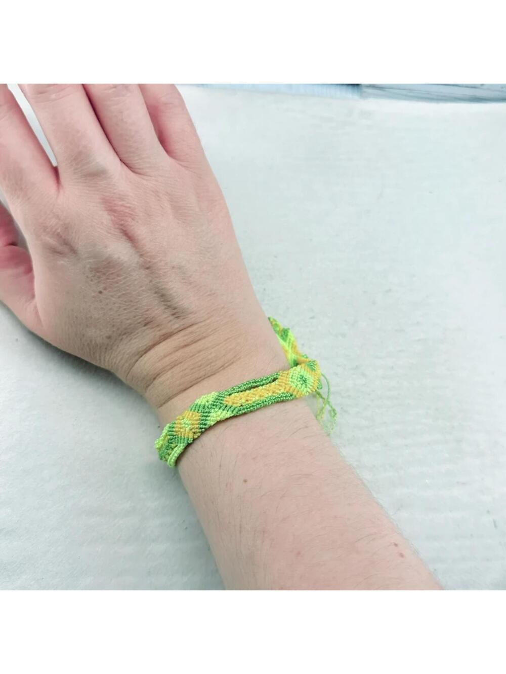 4855gc. Handmade Neon Green Friendship Bracelet